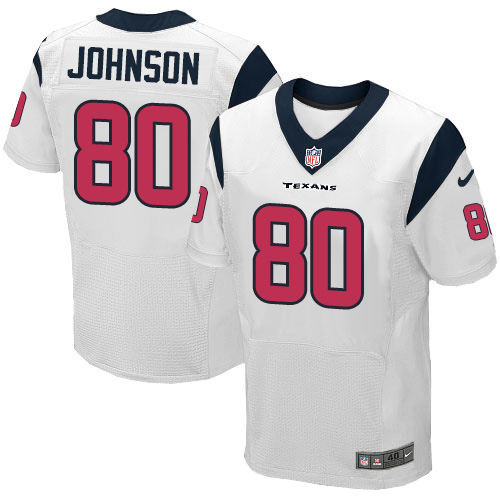 Men's Elite Andre Johnson Nike Jersey White Road - #80 NFL Houston Texans
